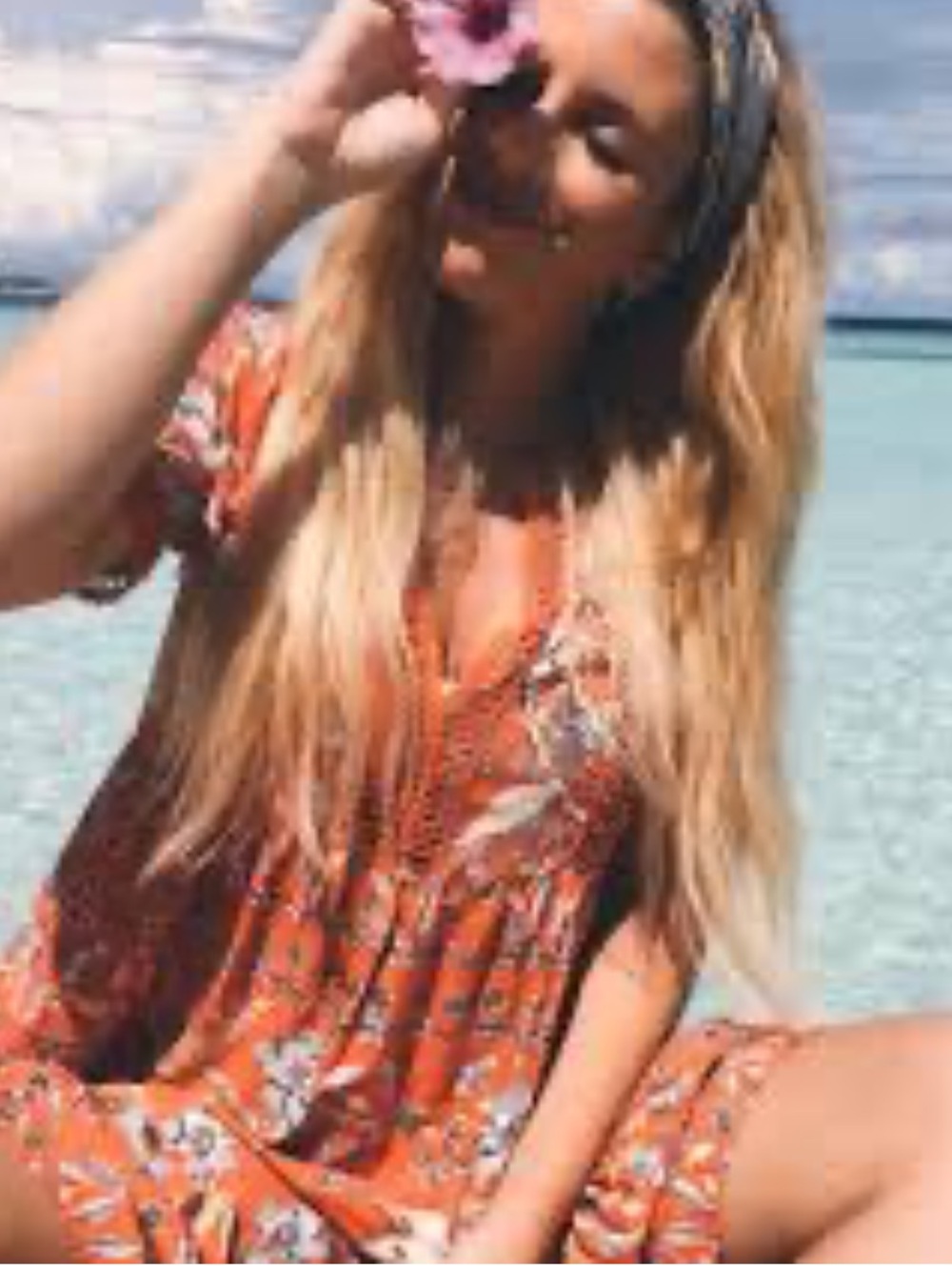 Jaase floral print boho tiered mini dress. Size Large